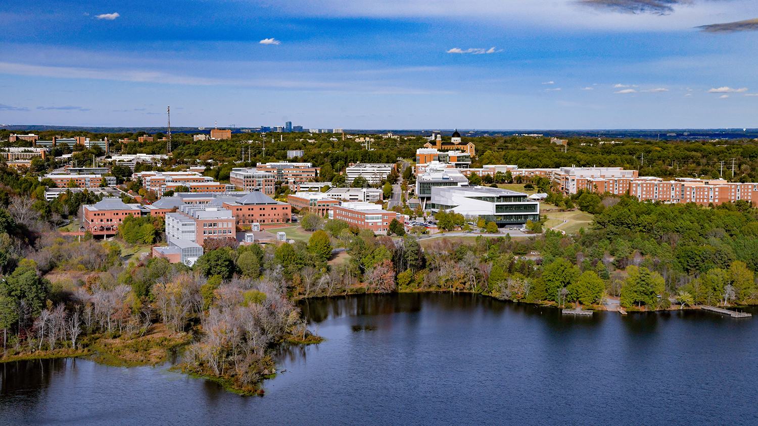 Lake Raleigh frames the edge of Centennial Campus. Photo by Becky Kirkland.