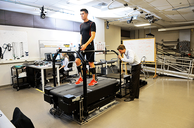 Researchers in the College have worked with colleagues at Carnegie Mellon University to create an unpowered exoskeleton that adds an extra spring to each step a person takes and modifies the structure of their ankles.