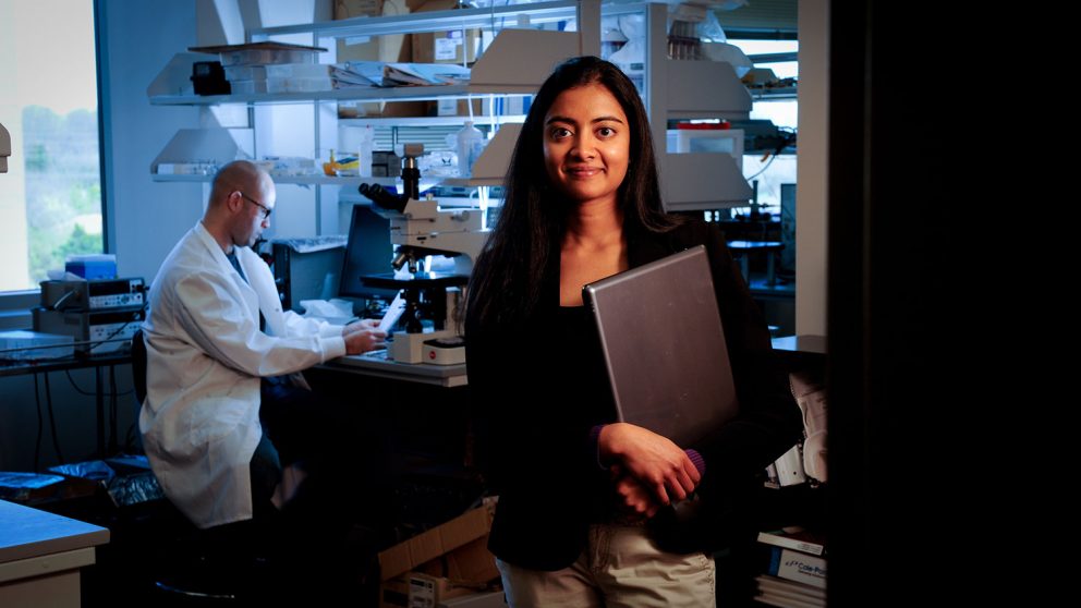 Biomedical engineering doctoral student Vindhya Kunduru had no idea she was going to become an expert on Salmonella, bacterial infections and chickens.