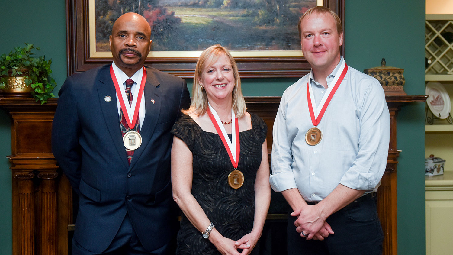 The 2016 recipients of the Distinguished Engineering Alumnus award are shown from left: Brig. Gen. (Retired) Leodis Jennings, Pamela Townsend and Dr. Jason Rhode.