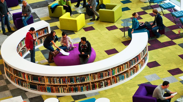 Students use the Hunt Library.