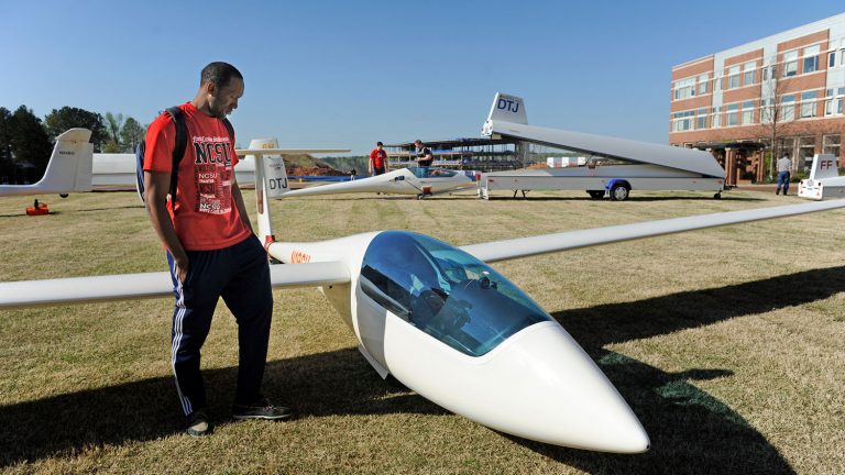 Sailplanes visit the Engineering complex on Centennial Campus.