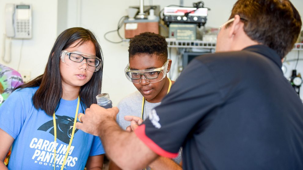 High school campers participate in pulp and paper workshop.