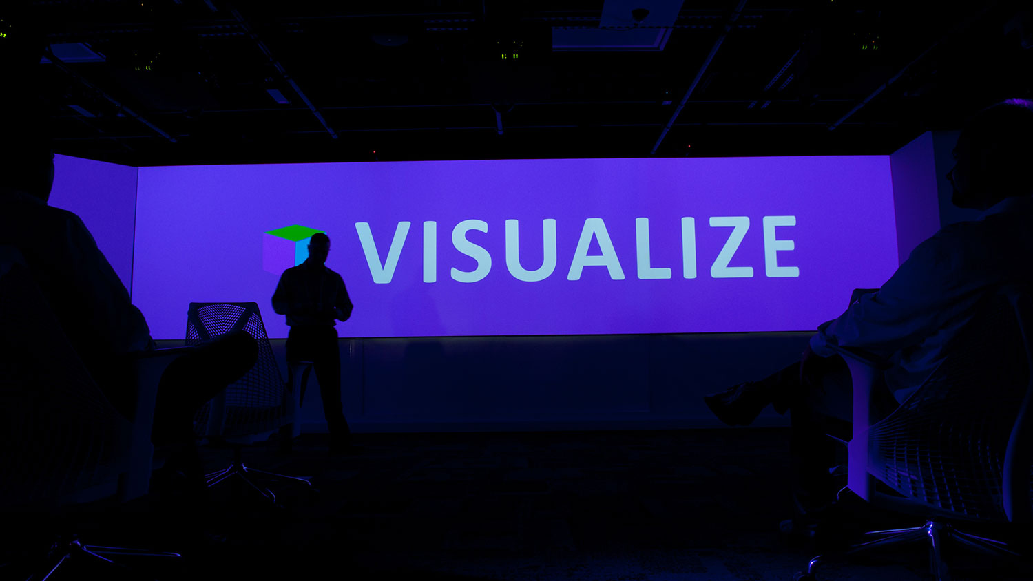 Transportation engineers use the teaching and visualization lab at the Hunt Library.