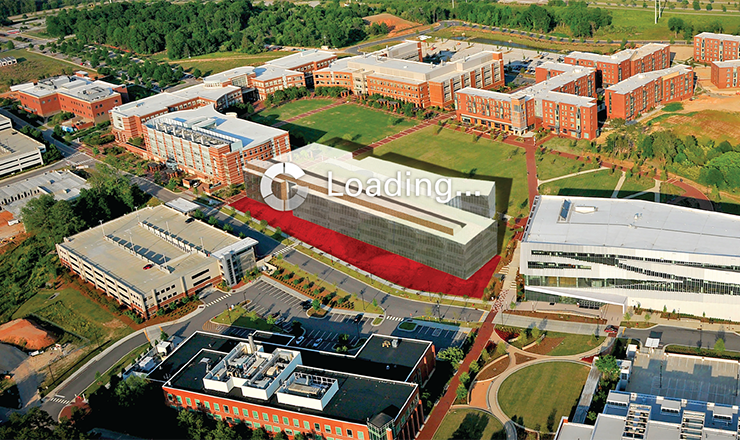 Graphic showing proposed Engineering Building Oval with other Engineering Buildings