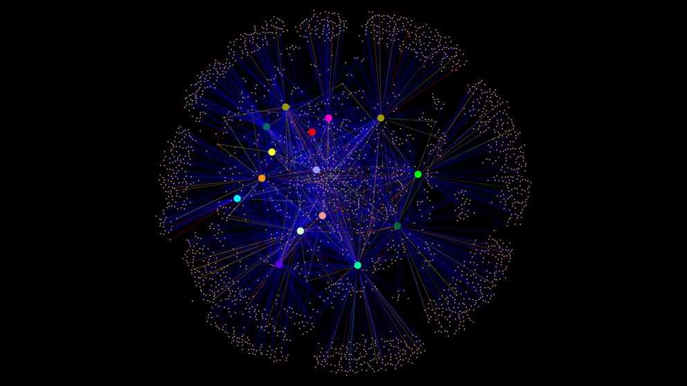 This image of a taxonomic network of bacterial diversity on bedbugs comes from Michael Fisher, who won first place for graduate students and postdocs in the graphics category.