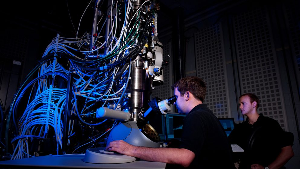 Researchers in lab