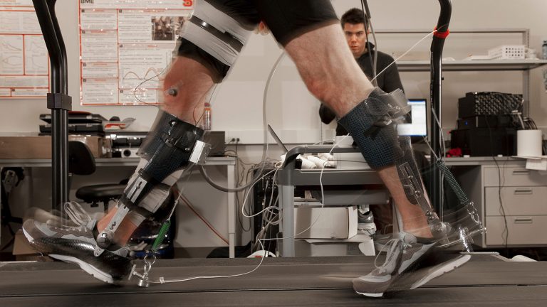 Students work in the GAIT lab in the Rehabilition Engineering department on Centennial Campus. Photo by Marc Hall