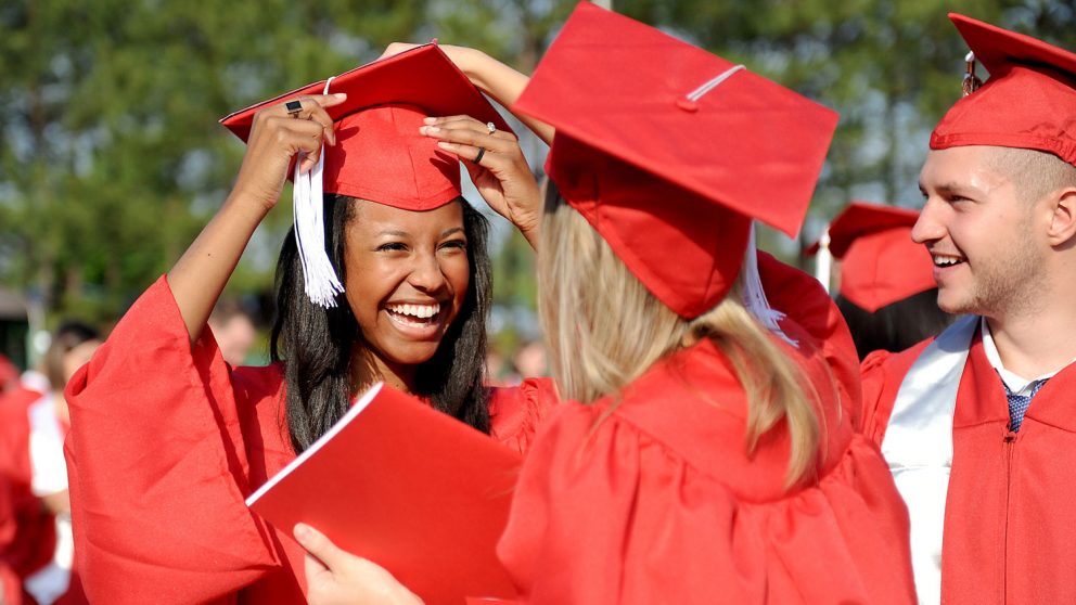 students at graduation