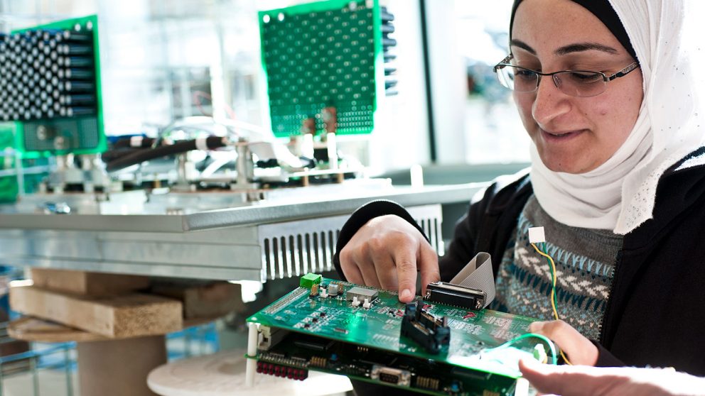 Graduate student works in FREEDM System Center lab.
