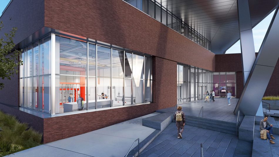 Rendering of Fitts-Woolard Hall entry