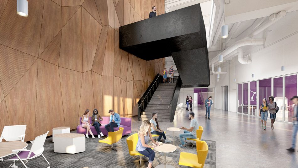 Rendering of Fitts-Woolard Hall lobby