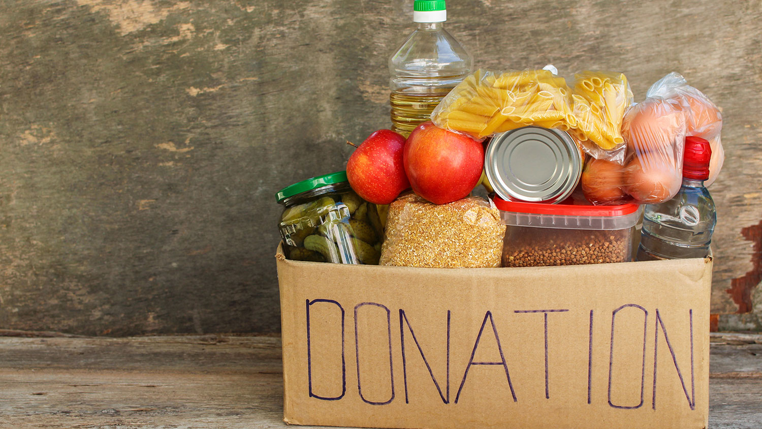 Donation box of food