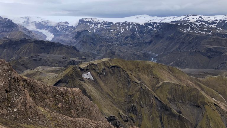 During their backpacking trip, students saw views of Iceland's waterfalls, greenery and glaciers covered with volcanic ash.