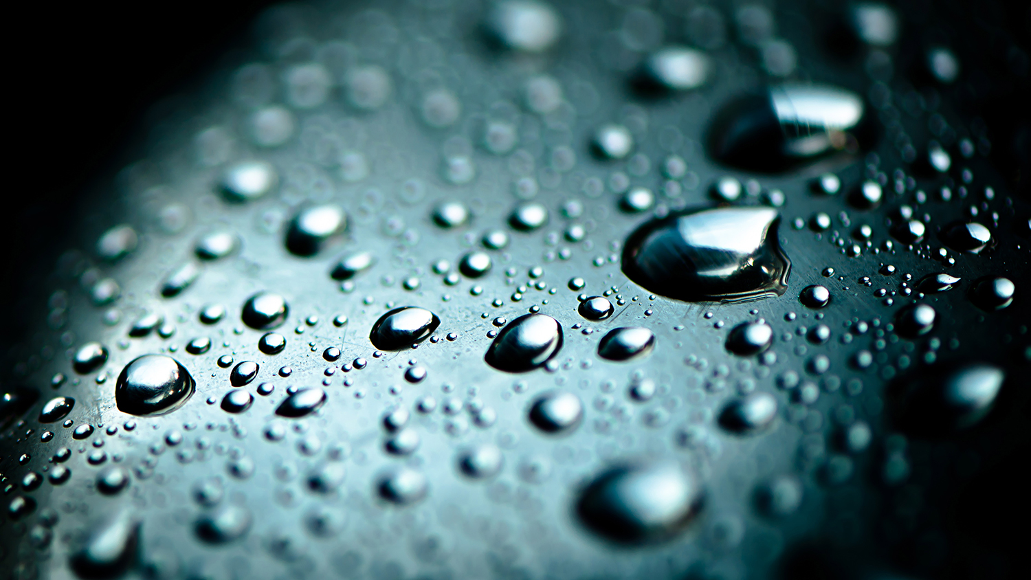 water droplets on a reflective surface