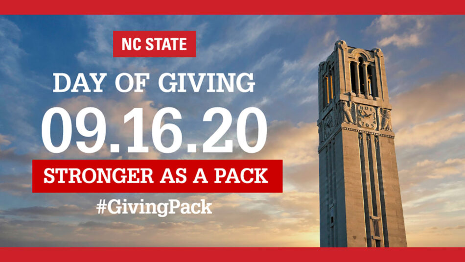 NC State Day of Giving, 9-16-20, Stronger as a Pack, #GivingPack