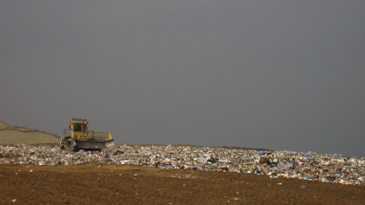 bulldozer in a landfill