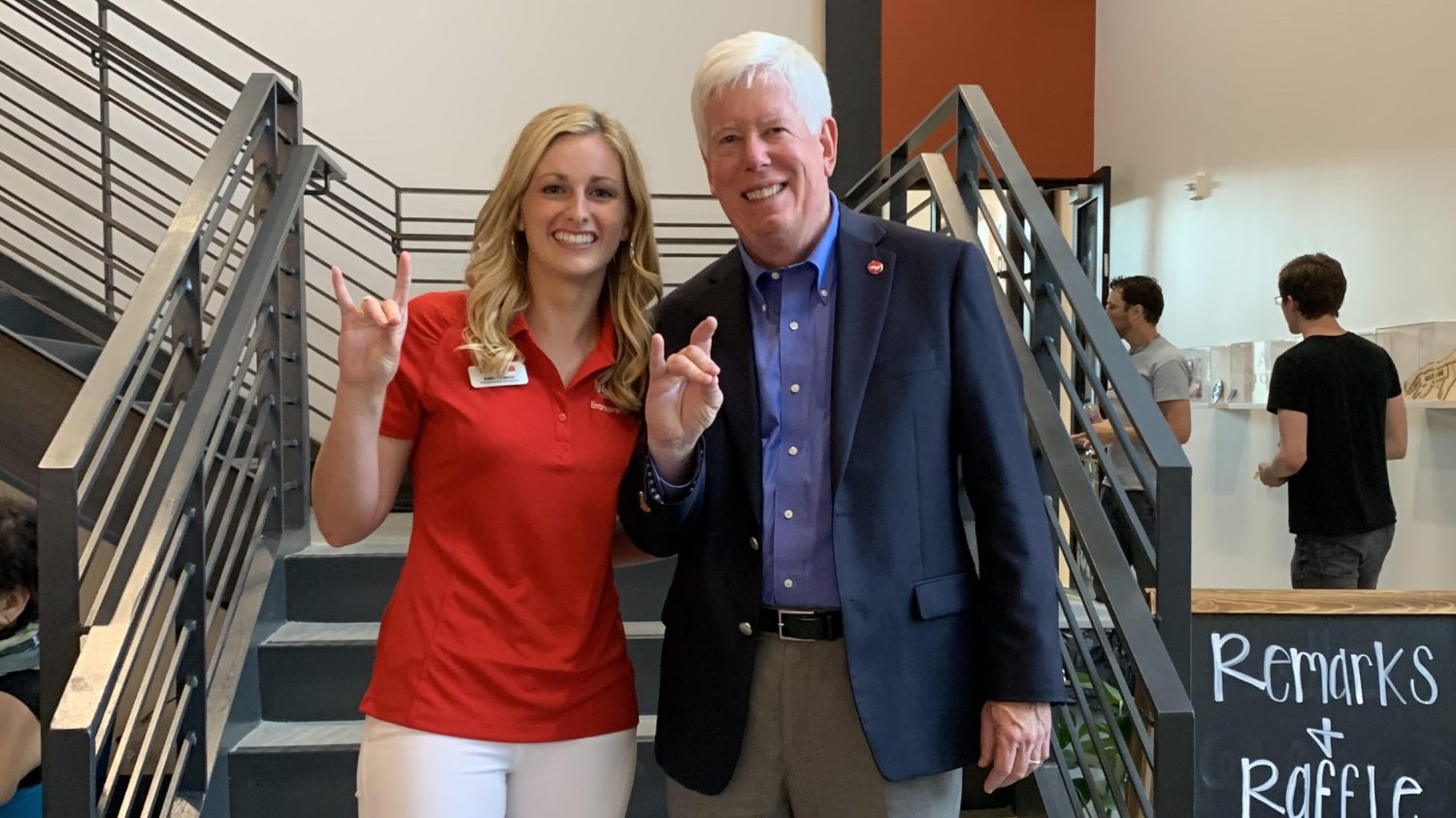 Dr. Tom Miller, Senior Vice Provost for Academic Outreach and Entrepreneurship, and I at the e-Garage Grand Opening in August, 2019