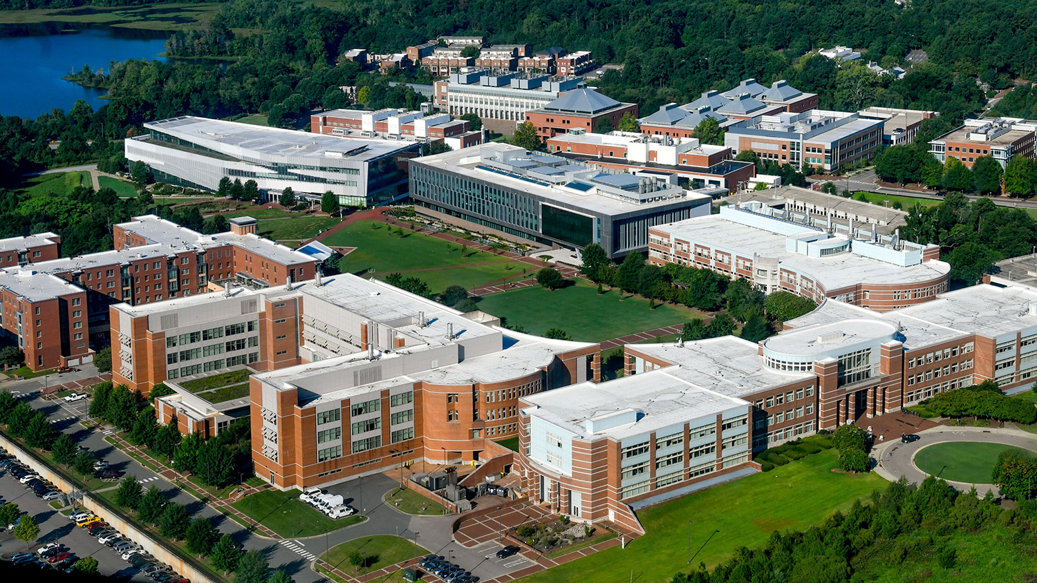 Aerial view of the College of Engineering and the Oval.