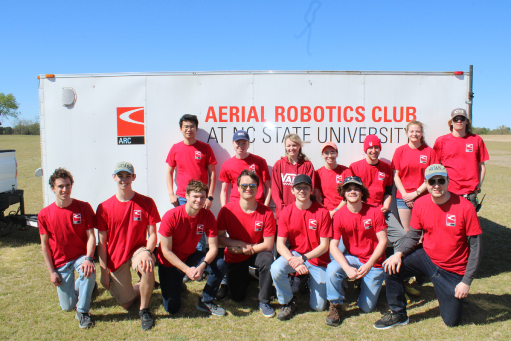 The NC State College of Engineering MAW Aerial Robotics Club 2022 team poses for a group photo.