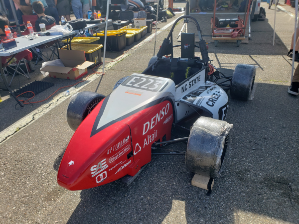 NC State Formula SAE team being unloaded and prepped for competition.