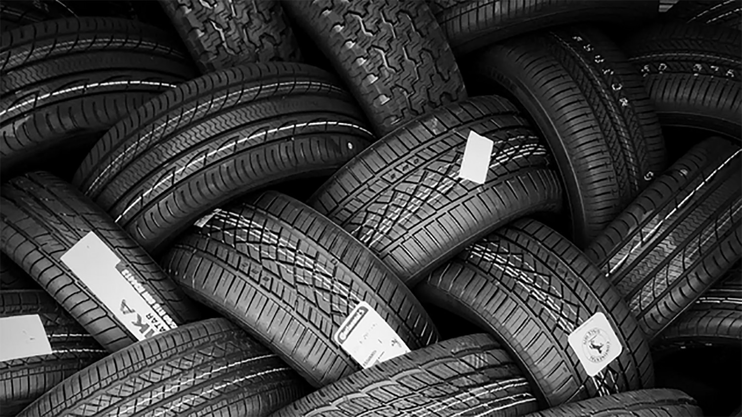 Several loose tires grouped together.