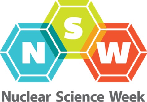 Logo used for Nuclear Science Week: blue, green and red hexagons with letters NSW in each.