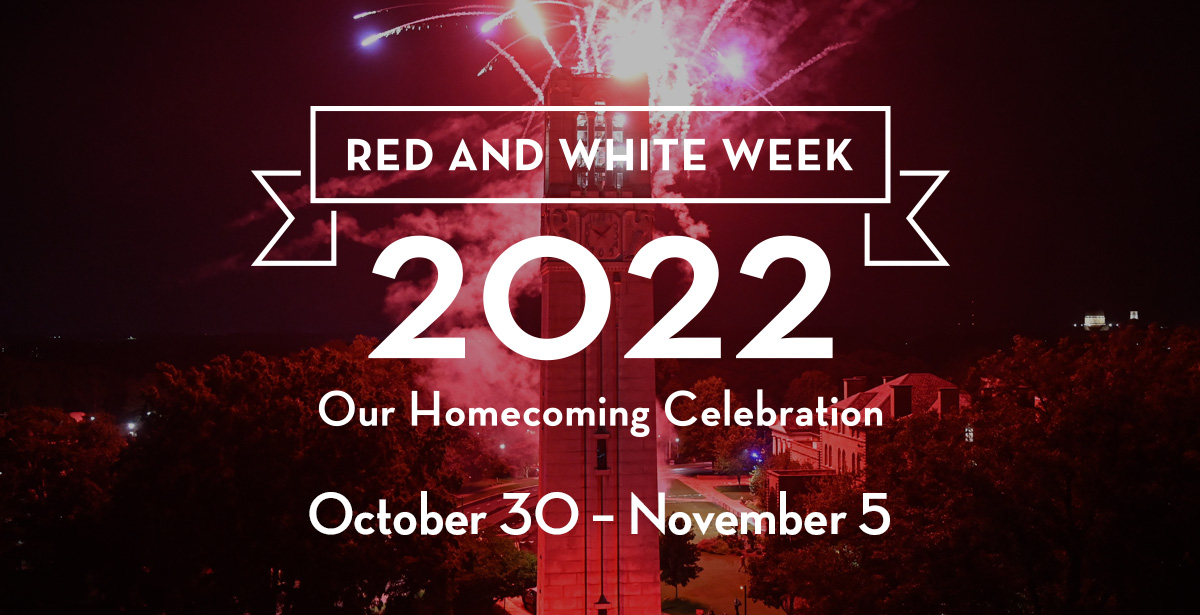 Header image of red fireworks with white text for Red and White Week 2022.