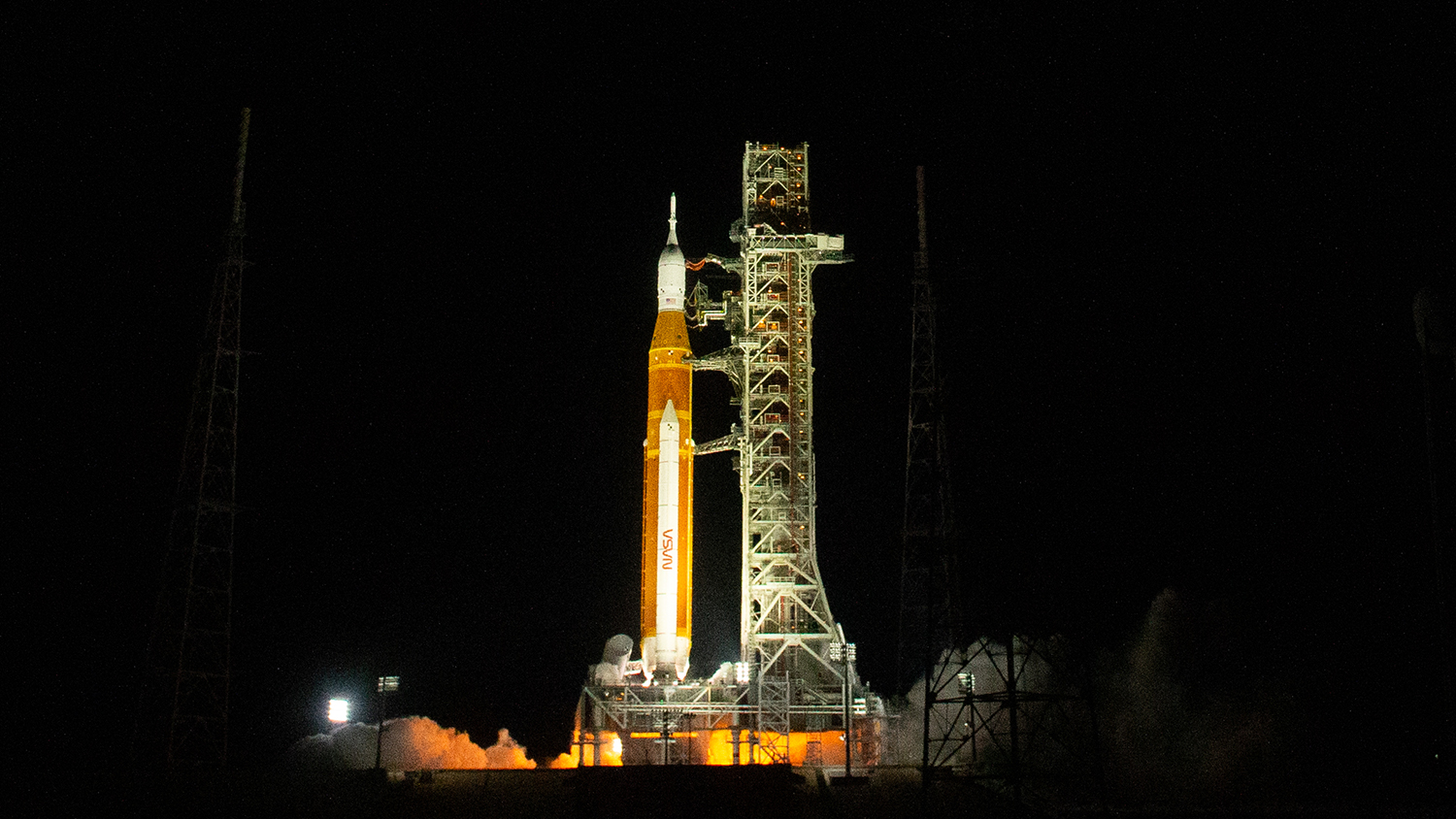 NASA's Artemis 1 rocket begins its launch.