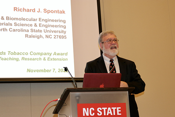 Spontak delivers his lecture, "Water-Activated Materials to Mitigate Growing Global Challenges."