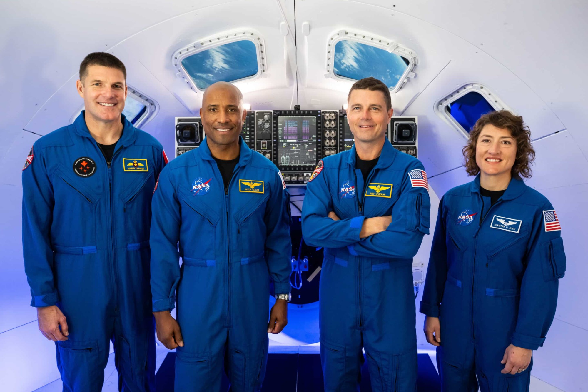 Christina Koch, right, and crew of Artemis II.