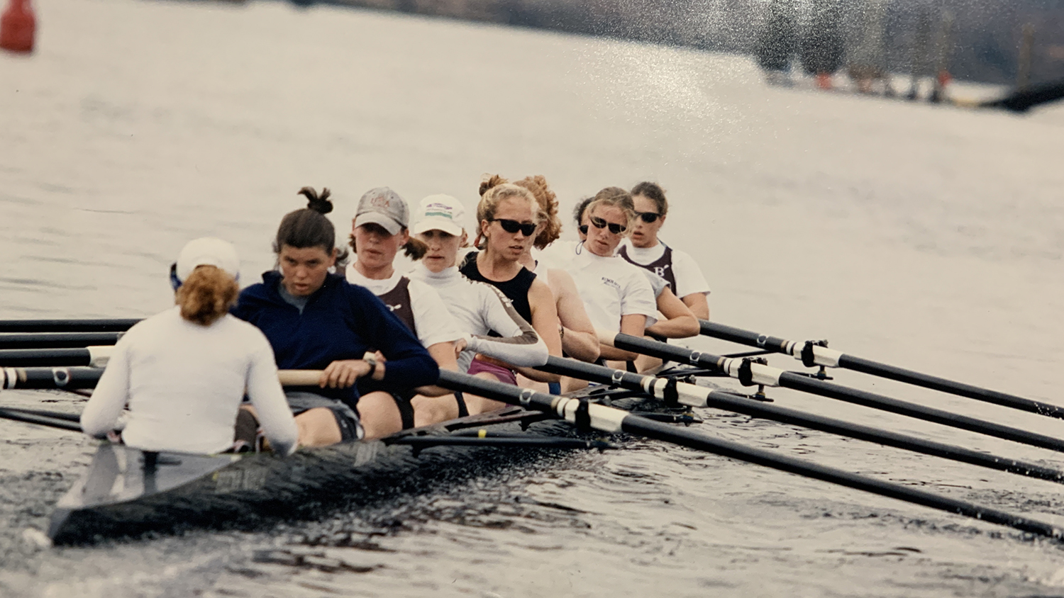 As the coxswain, Saul sits facing her team to guide them through the race.