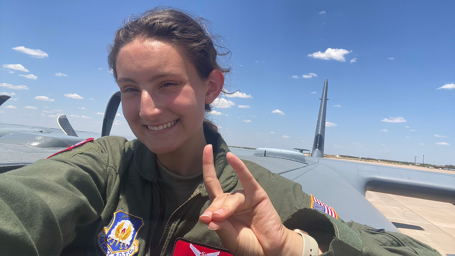 NC State ROTC cadet Rileigh Sevigny attended Project Tuskegee 2.0 in Abilene Texas this summer, and learned about B-1 bombers.
