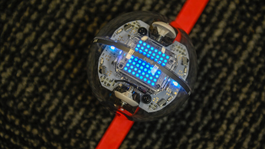 Closeup of an AI controlled device developed by students during a summer camp.