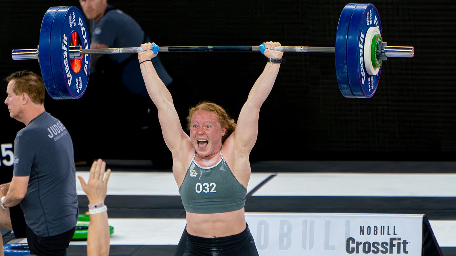 Shelby Neal lifts weights during CrossFit competition.