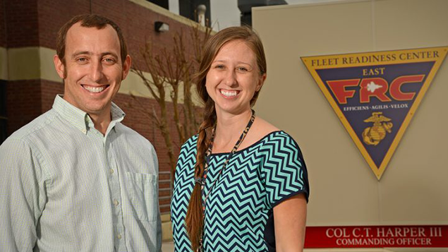 NC State alumni Ramsey Davis and Holly Tucker earned their engineering degrees from the 2+2 site-based engineering program in Havelock, North Carolina.