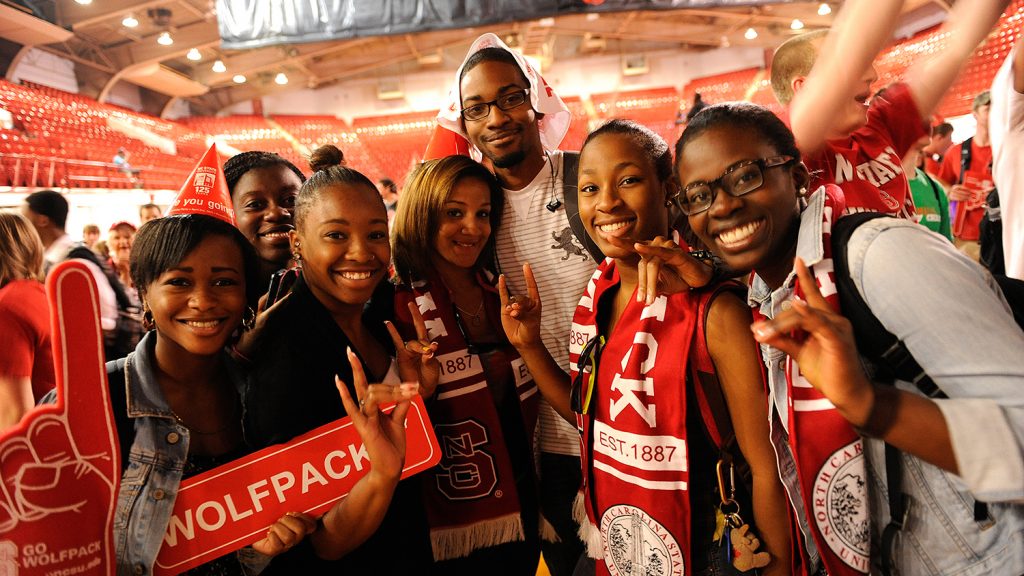 Students at Wolfpack sporting event